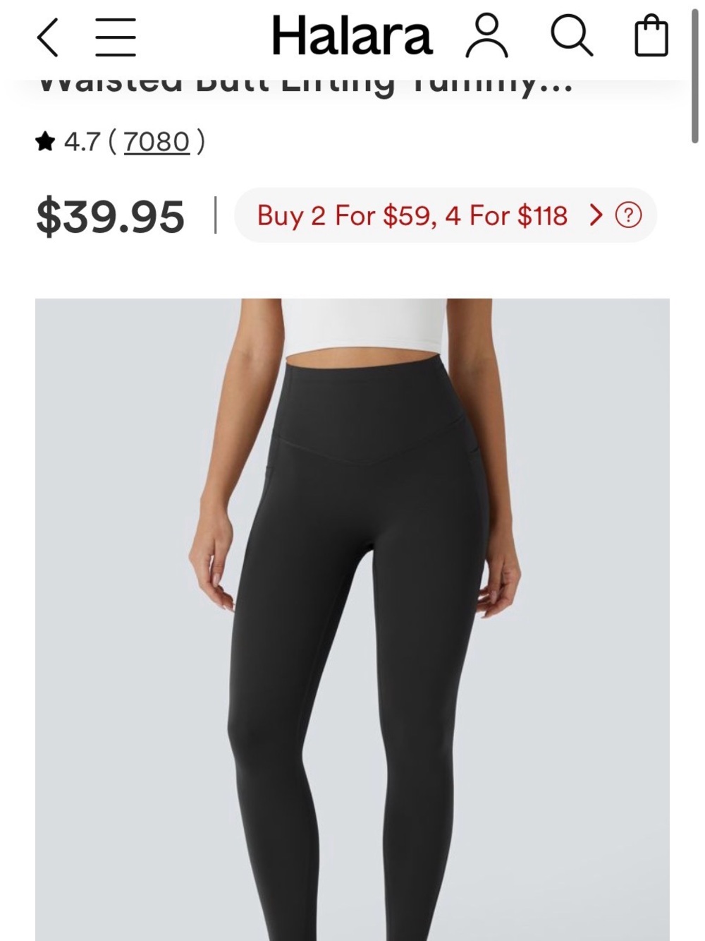 8.HALARA High Waist Black Sculpting Leggings